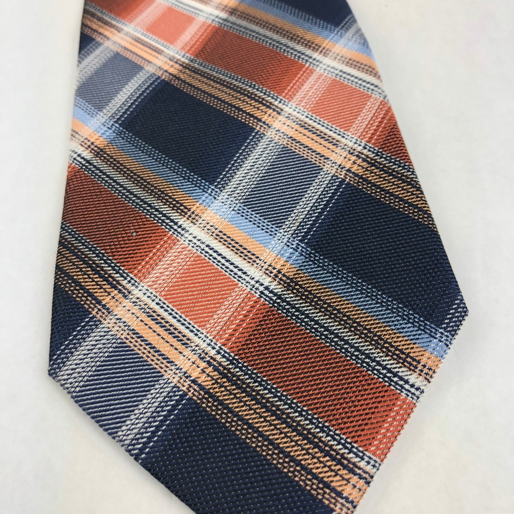 Bloomingdale's Silk Necktie Slim blue gold terra